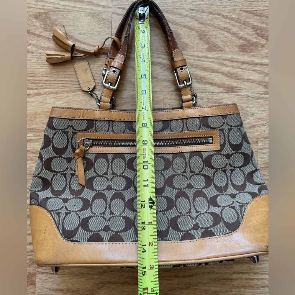 Coach Brown Signature Canvas Tote with Tan Leather Trim - Picture 16 of 16